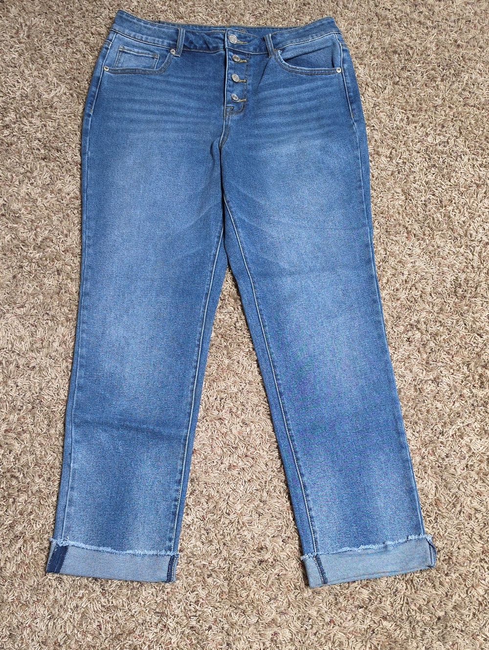 Maurices Medium Blue Boyfriend Jeans with Rolled Cuff